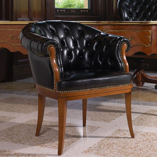 Fauteuil visiteur chesterfield - GUEST - BERTO - en cuir / en bois / professionnel