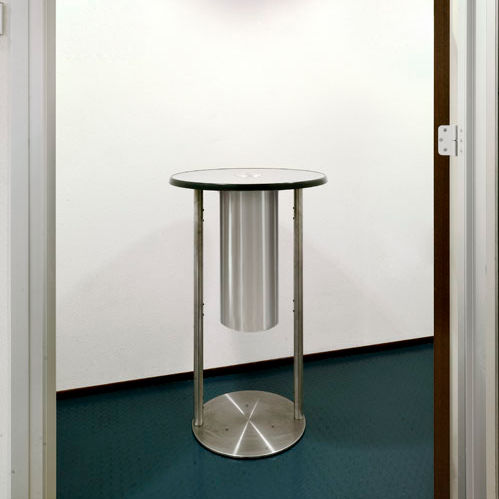 Table contemporaine - SMOKING - Euromate - en acier inoxydable poli / ronde / avec cendrier intégré