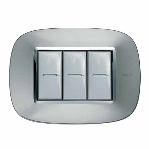 Interrupteur bouton poussoir - XC - Bticino - encastré / triple / en inox