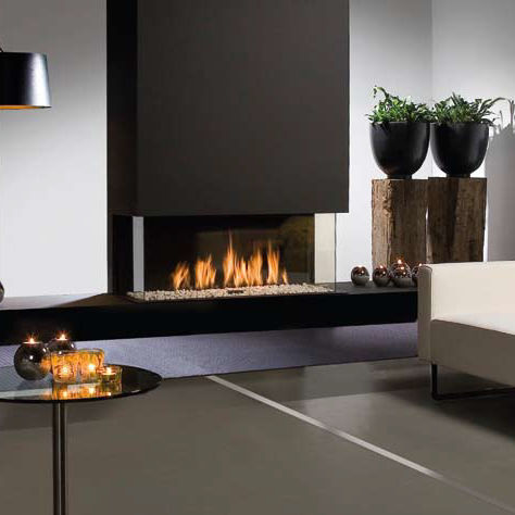 Cheminée à gaz - TRIPLE PREMIUM - dim\'ora - à encastrer / à 3 faces / à foyer fermé