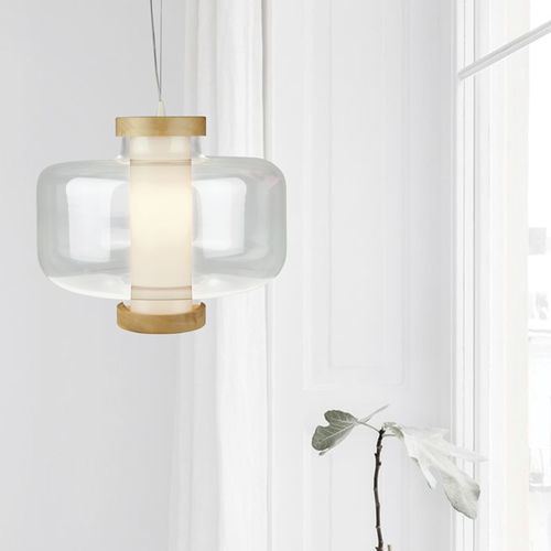 Suspension - BULLE - BROSSIER SADERNE - en verre / en tilleul / en polycarbonate