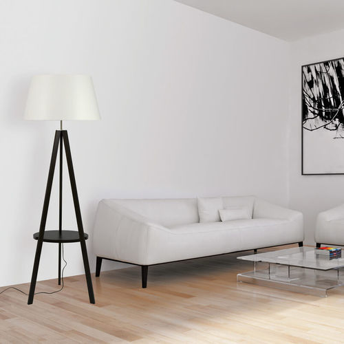 Lampe sur pied - DELPHES - BROSSIER SADERNE - en tissu / en chêne / contemporaine