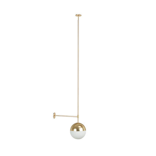 Suspension - SAPHIR SIMPLE - BROSSIER SADERNE - en laiton brossé / en métal perforé / en verre opalescent