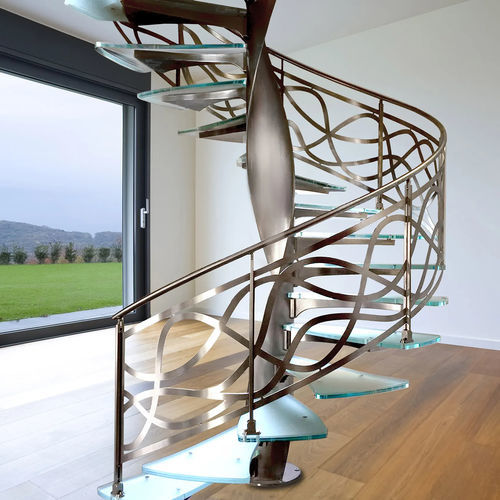 Escalier en colimaçon - HELIX - Marretti - à marches en bois / à marches en verre / structure en métal
