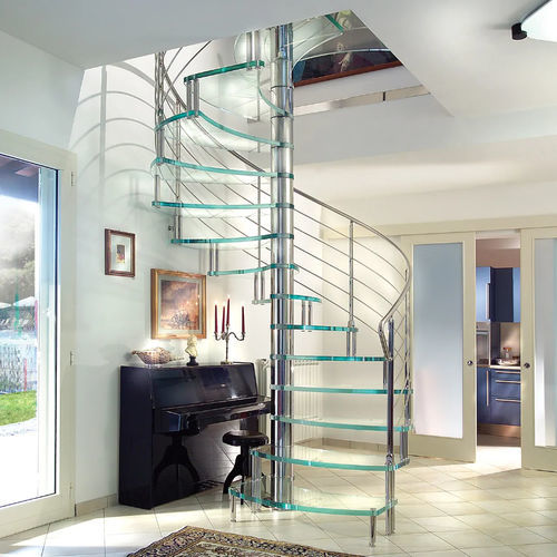 Escalier en colimaçon - must - Marretti - à marches en verre / structure en acier inoxydable / résidentiel