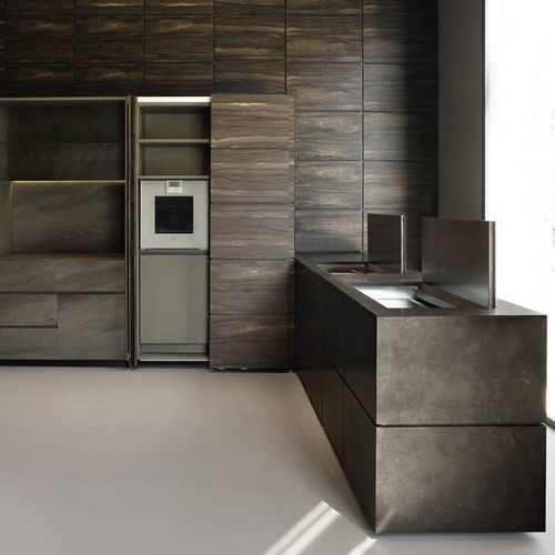 Cuisine contemporaine - terra - minotti cucine - en bois / en pierre / en bronze