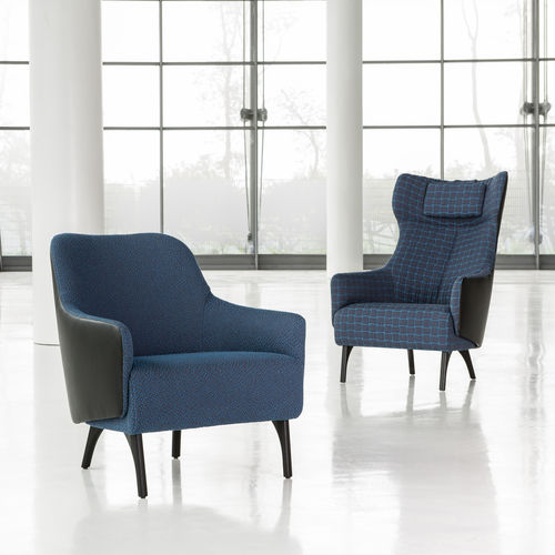 Fauteuil contemporain - FLOW  - ipdesign - en tissu / en cuir / avec repose-pieds