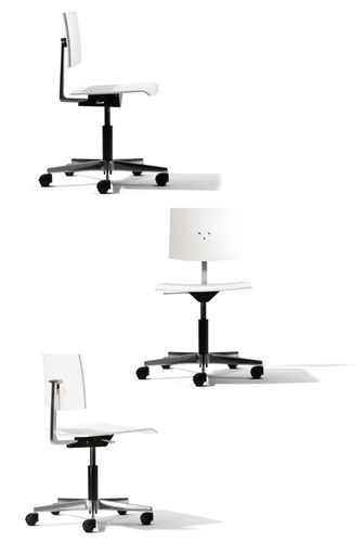 Chaise de bureau contemporaine - MR. SQUARE - Richard Lampert - en hêtre / à roulettes / professionnelle