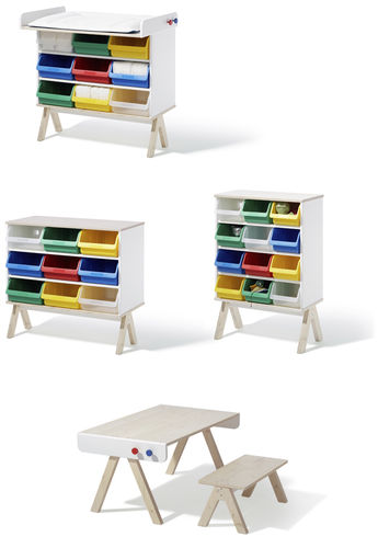 Ensemble table et chaises contemporain - FAMILLE GARAGE - Richard Lampert - en bois / pour enfant (unisexe)