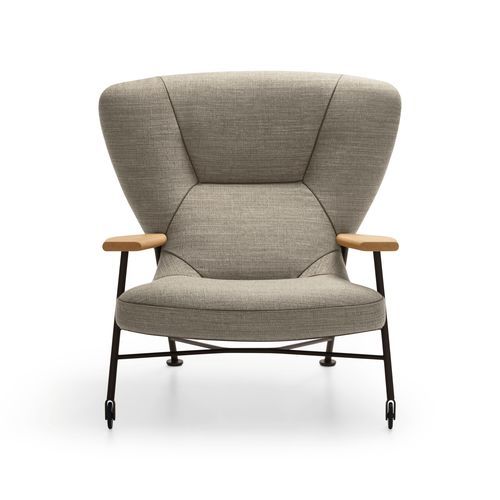 Fauteuil relax en cuir - Shinzo - Walter Knoll - en tissu / en bois massif / en ipé
