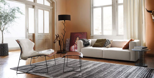 Chauffeuse contemporaine - CUOIO LOUNGE - Walter Knoll - en cuir / en métal / avec repose-pieds