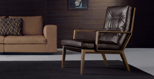 Fauteuil contemporain - ANDOO LOUNGE - Walter Knoll - en cuir / en chêne