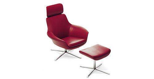 Fauteuil contemporain - OSCAR - Walter Knoll - en simili cuir / avec repose-pieds / piètement étoile