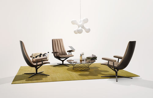 Fauteuil contemporain - HEALEY LOUNGE - Walter Knoll - en cuir / avec repose-pieds / réglable