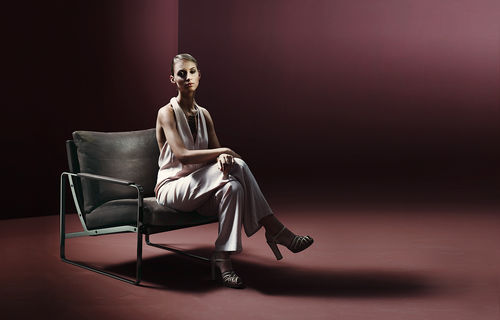 Fauteuil design scandinave - FABRICIUS - Walter Knoll - en cuir / en métal / luge