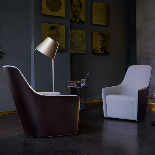 Fauteuil club contemporain - FOSTER 520 - Walter Knoll - en cuir / pivotant