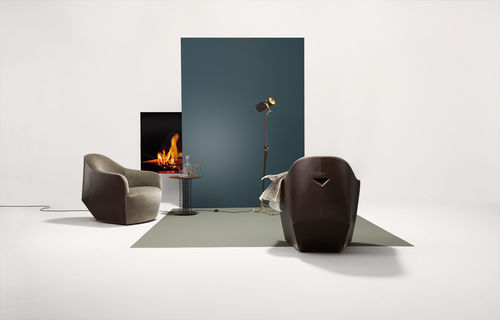 Fauteuil contemporain - ISANKA - Walter Knoll - en cuir / beige / marron