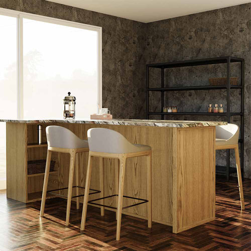Tabouret de bar contemporain - Bellagio - MORELATO - en cuir / en tissu / avec piètement en frêne