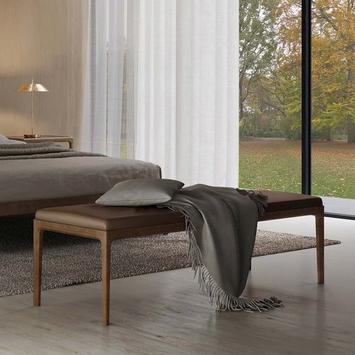 Banquette contemporaine - Bellagio - MORELATO - en tissu / en cuir / avec piètement en frêne