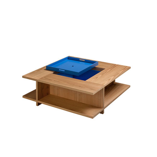Table basse contemporaine - Book - MORELATO - en cerisier / avec piètement en cerisier / carrée