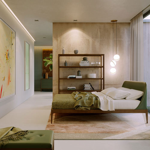 Lit double - Bellagio - MORELATO - contemporain / avec tête de lit tapissée / avec tête de lit en cuir