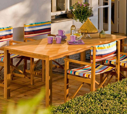 Table contemporaine - CABIN - WEISHÄUPL Möbelwerkstätten GmbH - en bois massif / en teck / avec piètement en teck