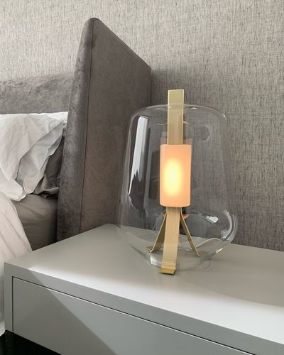 Lampe de table - LUISA - PRANDINA - en métal / en verre soufflé / en corde