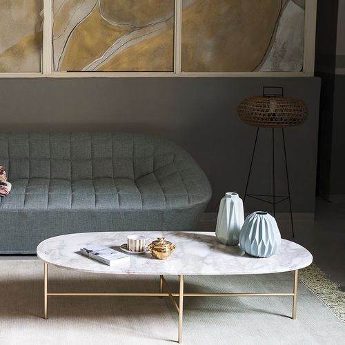Table basse contemporaine - SOAP - Tacchini - en marbre / avec piètement en métal / ovale
