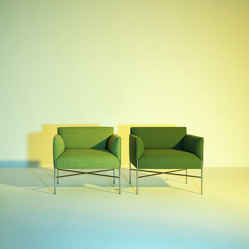 Fauteuil contemporain - CHILL-OUT - Tacchini - en tissu / en acier / bleu