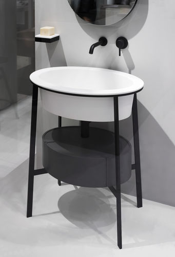 Meuble vasque à poser - CATINO OVALE - TALCO  MATT BLACK  CEMENTO - Ceramica Cielo - en céramique / contemporain / sans porte