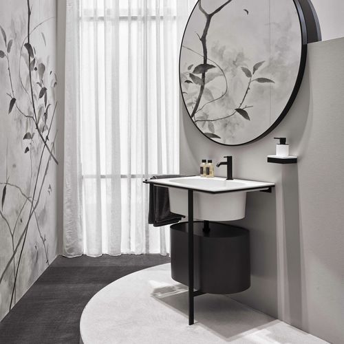 Meuble vasque à poser - KYROS - TALCO  MATT BLACK  BASALTO - Ceramica Cielo - en bois / en céramique / en métal