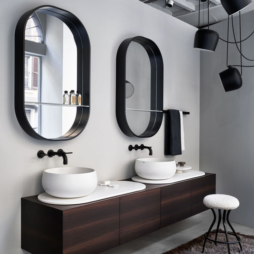 Miroir mural - ARCADIA - EOS C - MATT BLACK - Ceramica Cielo - professionnel / contemporain / ovale