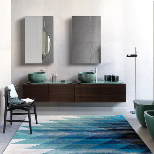 Meuble vasque double - DELFO - SMERALDO/EUCALIPTO - Ceramica Cielo - suspendu / en bois / en céramique