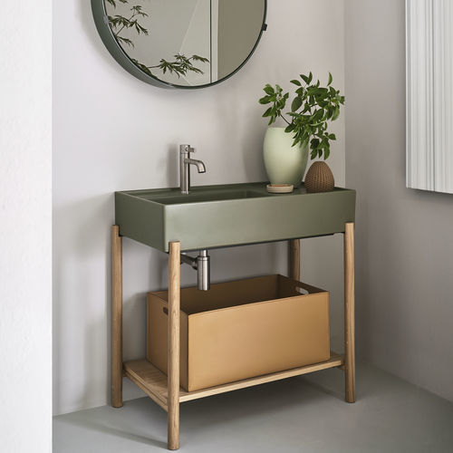 Meuble vasque à poser - PLINIO 85 - AGAVE/ROVERE NATURALE - Ceramica Cielo - en bois / en céramique / en métal