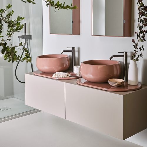 Meuble vasque double - DELFO 152 - NINFEA/AVENA - Ceramica Cielo - suspendu / en frêne / en céramique