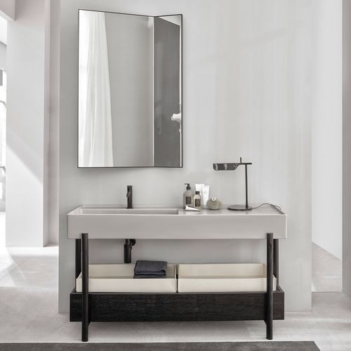Meuble vasque à poser - PLINIO 140 - POMICE/ROVERE NERO - Ceramica Cielo - en bois / en céramique / contemporain