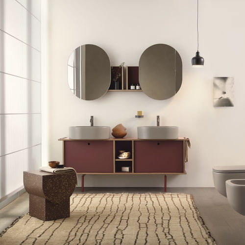 Meuble vasque double - THEO 175 - AVENA/CARMINIO - Ceramica Cielo - à poser / en céramique / en métal
