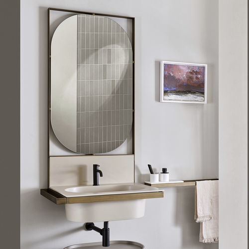 Vasque suspendue - Elle Ovale - POMICE/BRUSHED BRONZE - Ceramica Cielo - en céramique / en métal / avec miroir