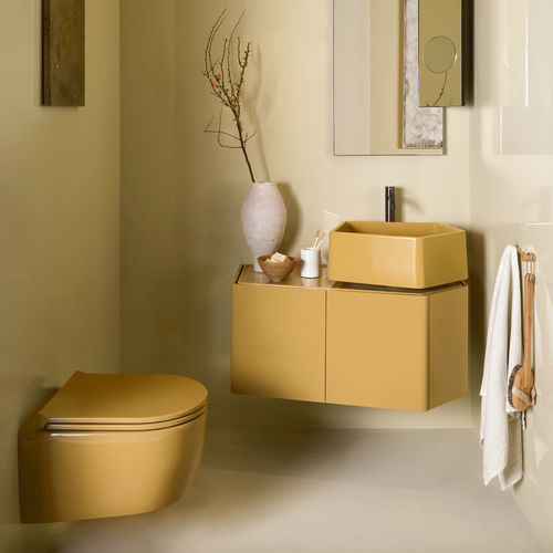 Meuble vasque mural - KANTO 371 - Ceramica Cielo - en bois / contemporain / 2 portes