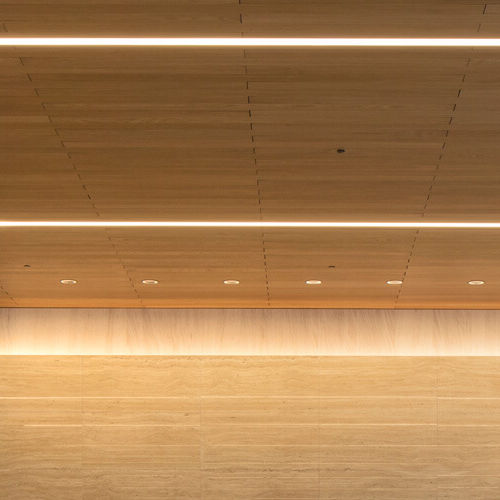 Plafond en placage de bois - Derako® Tiles & Panels - Hunter Douglas Architectural - en MDF / en panneaux / en dalles