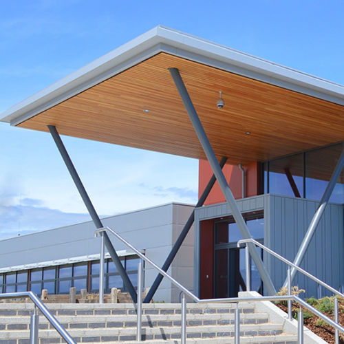 Plafond en bois massif - Derako&reg; Solid Wood Linear Exterior - Hunter Douglas Architectural - en lames / pour entrée / extérieur