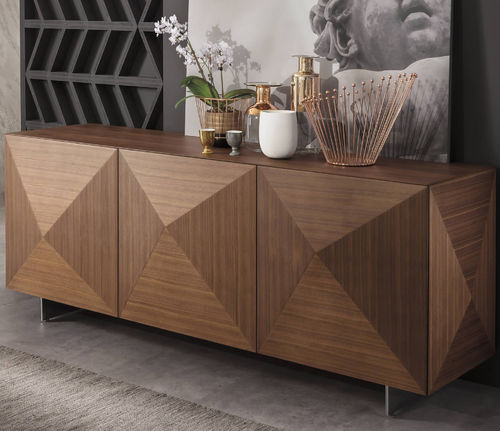 Buffet contemporain - C-WOOD - Riflessi - en chêne / en noyer / en verre