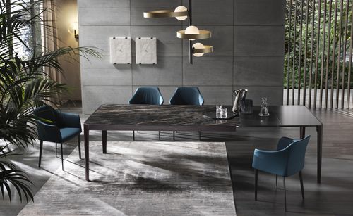 Table contemporaine - CROSS  - Riflessi - en cristal / en céramique / avec piètement en bois