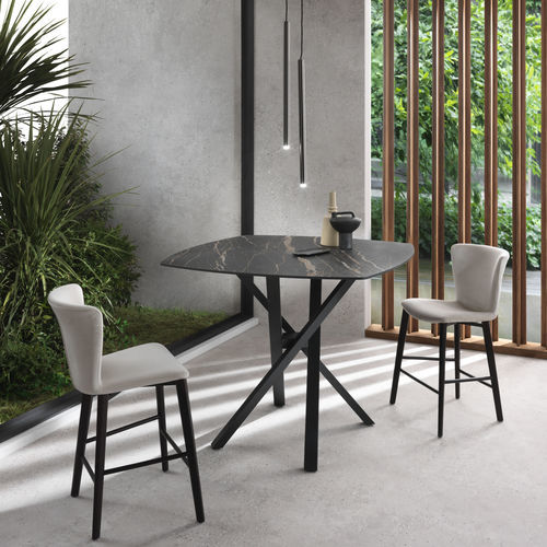 Table mange-debout contemporaine - SHANGAI SNACK - Riflessi - en céramique / avec piètement en aluminium / ronde