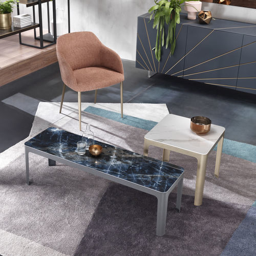 Table basse contemporaine - CORNER  - Riflessi - en cristal / en céramique / avec piètement en métal peint