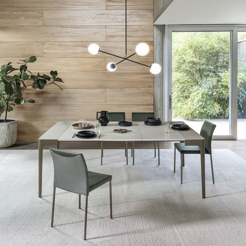 Console contemporaine - CORNER - Riflessi - en bois laqué / en verre trempé / en céramique