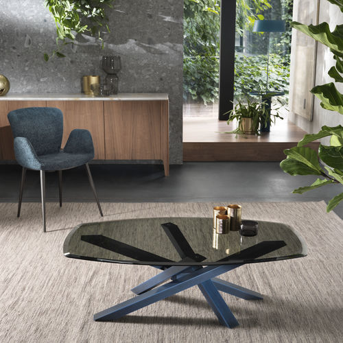 Table basse contemporaine - SHANGAI - Riflessi - en cristal / en céramique / avec piètement en aluminium