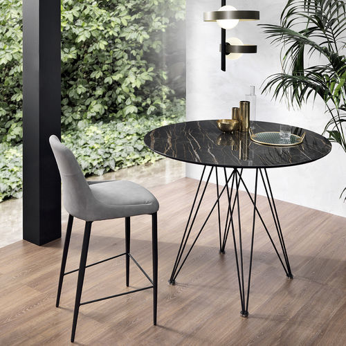 Table mange-debout contemporaine - PEGASO SNACK  - Riflessi - en céramique / avec piètement en métal / ronde