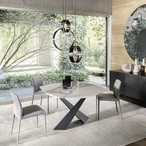 Table contemporaine - LIVING - Riflessi - en bois / en céramique / avec piètement en métal