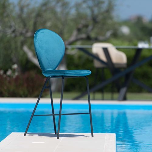 Chaise de bar contemporaine - PERLA  - Riflessi - d'intérieur / en tissu / avec piètement en acier
